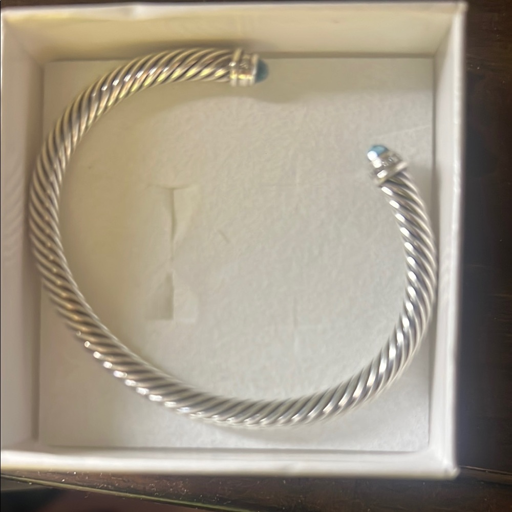 David Yurman Blue and Silver Cable Bracelet